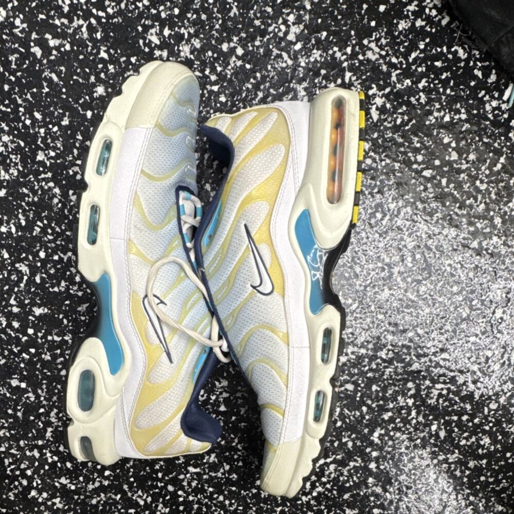 Nike Air Max Plus Psychic Blue CZ1651-400 Men's Sneakers White Yellow Blue - Picture 2 of 6